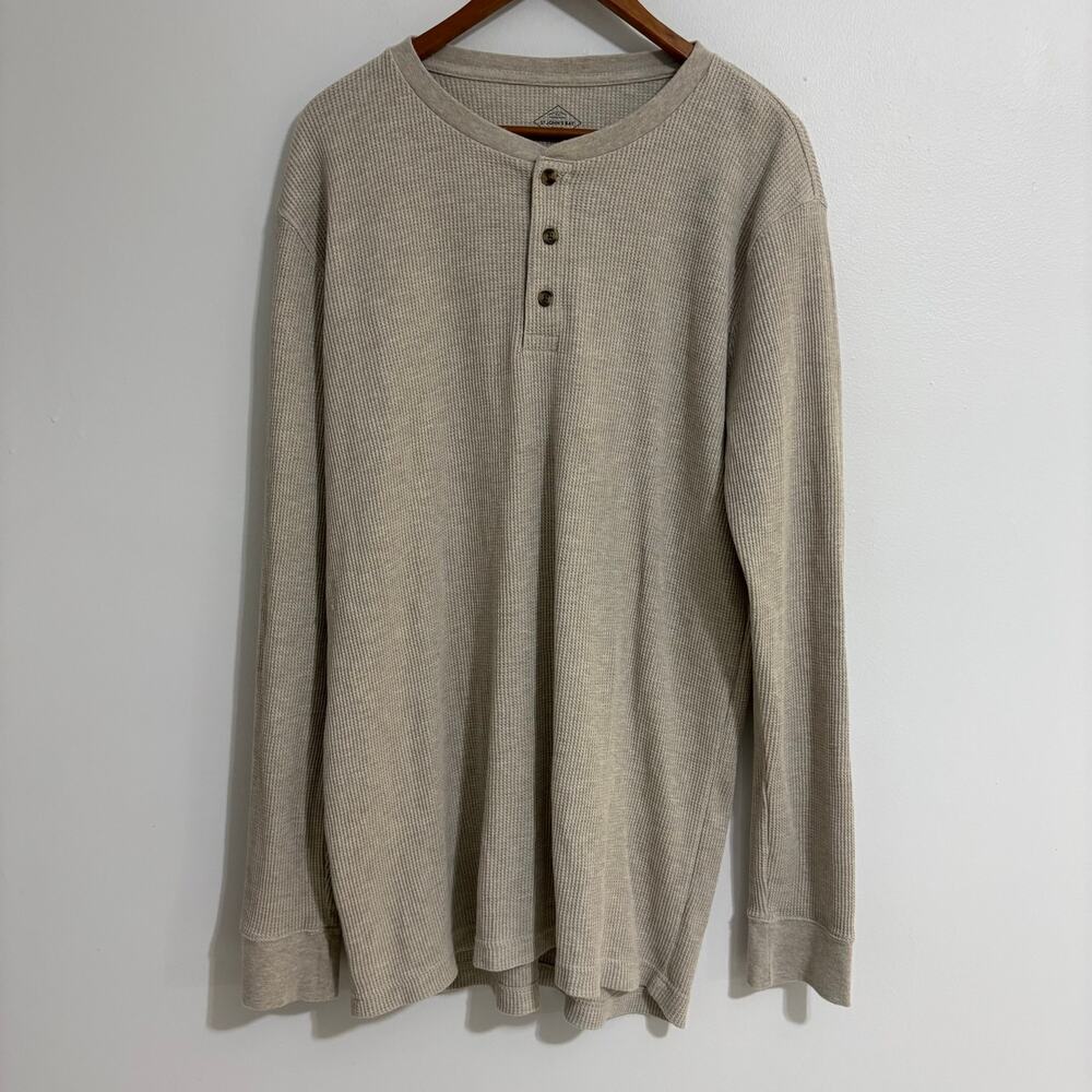 St. Johns Bay XLT Waffle Knit Long Sleeve Pullover Sweater Beige Granola